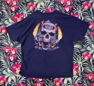 Vintage NHRA Drag Racing Skull Moto  Nitro VPower Size 3XL